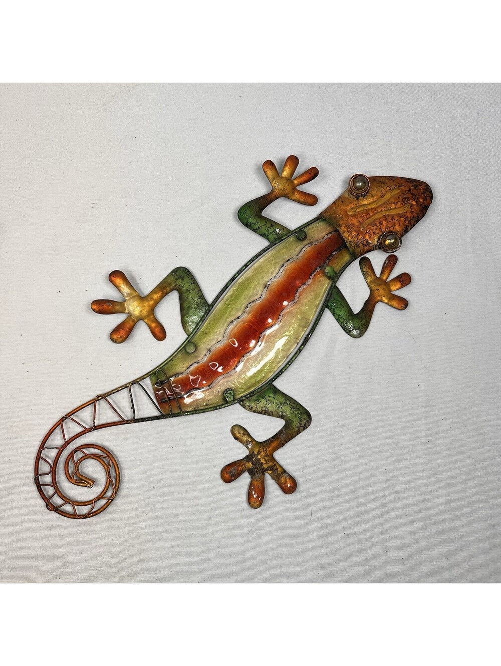 Gecko Metal And Stained Glass Wall Decor 18.5” x 10.5”